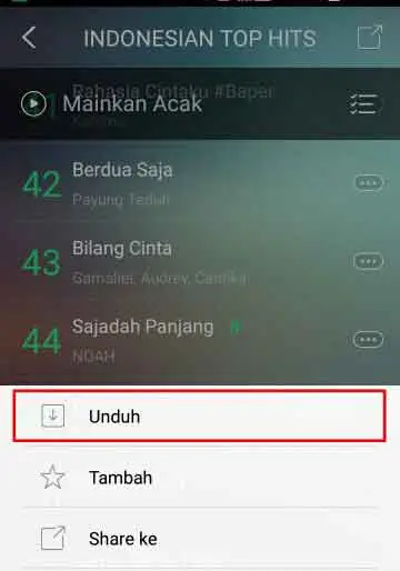 Mengunduh Lagu di Joox