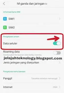menghidupkan data seluler hp oppo