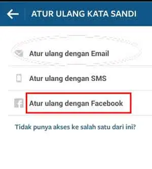 reset lupa kata sandi instagram dengan facebook