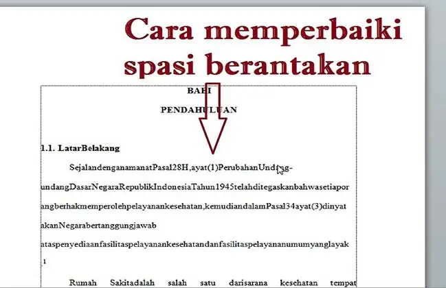cara memperbaiki tulisan di word tanpa spasi