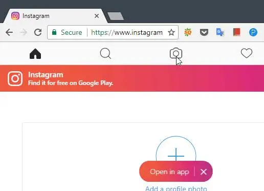 cara upload foto di instagram pc