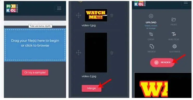 menyatukan video secara online di situs pixiko