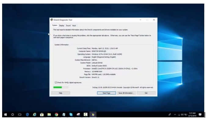 How to see the version of Windows 10 using Dxdiag