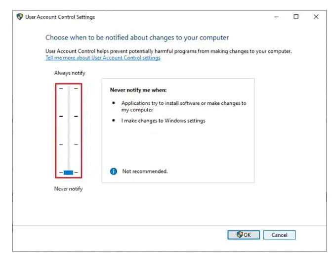 mematikan uac di windows dengan user account control