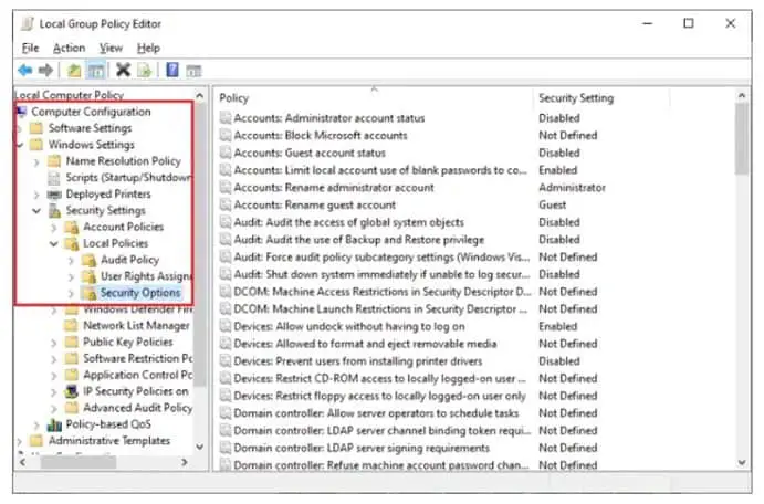 mematikan uac di windows di gpedit