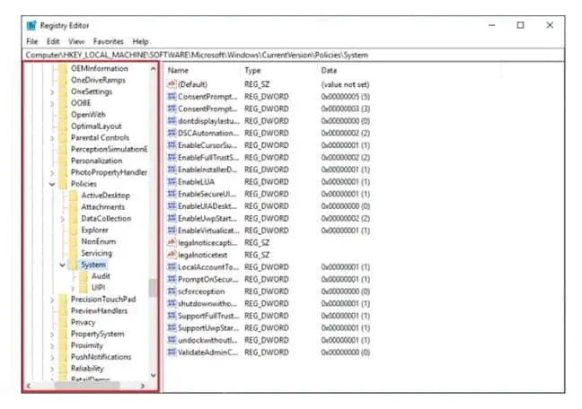 mematikan uac di windows lewat registry editor