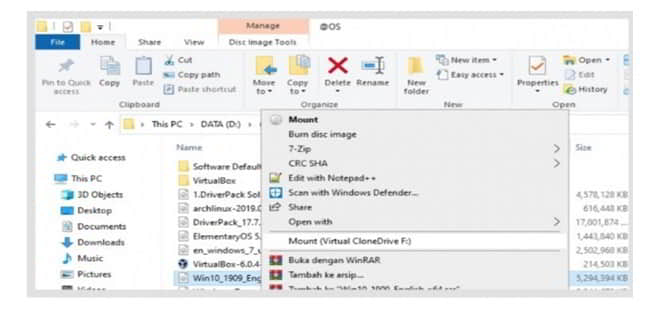 Cara Mount File ISO di semua versi Windows 