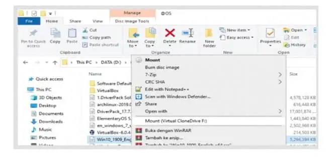 Cara Mount File ISO di semua versi Windows