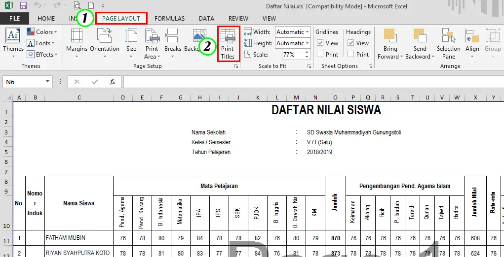 Cara Membuat Judul Tabel Berulang di Excel