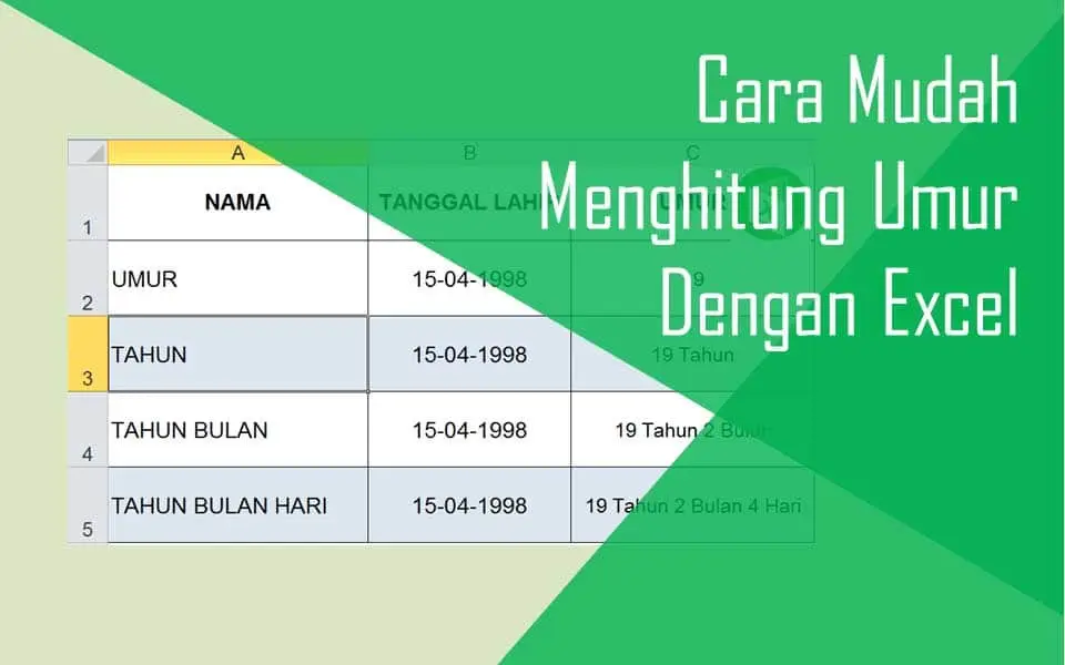 Cara Menghitung Umur di Excel