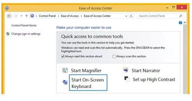 langkah menampilkan keyboard on screen