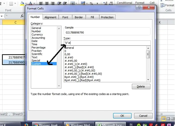 format cells cuxtom excel