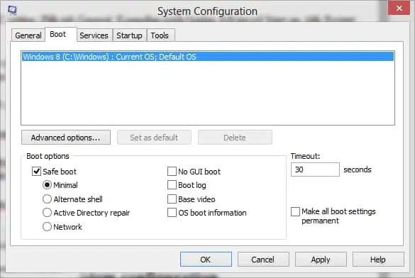msconfig / systemconfiguration windows 8